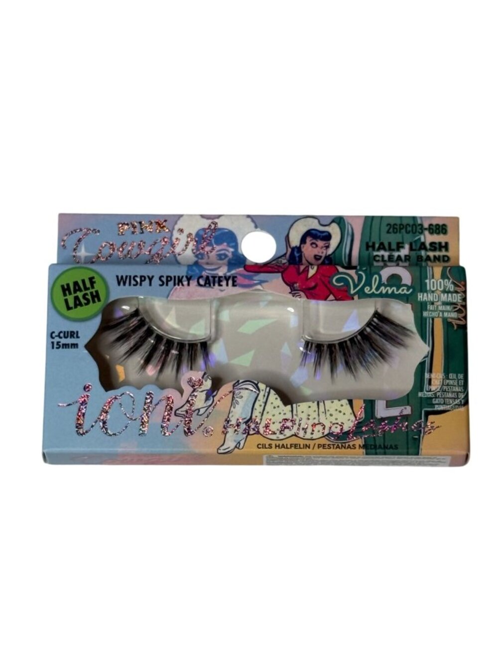 Ioni Pink Cowgirl Velma Half Lash Wispy Spiky Cateye Faux Mink Lashes